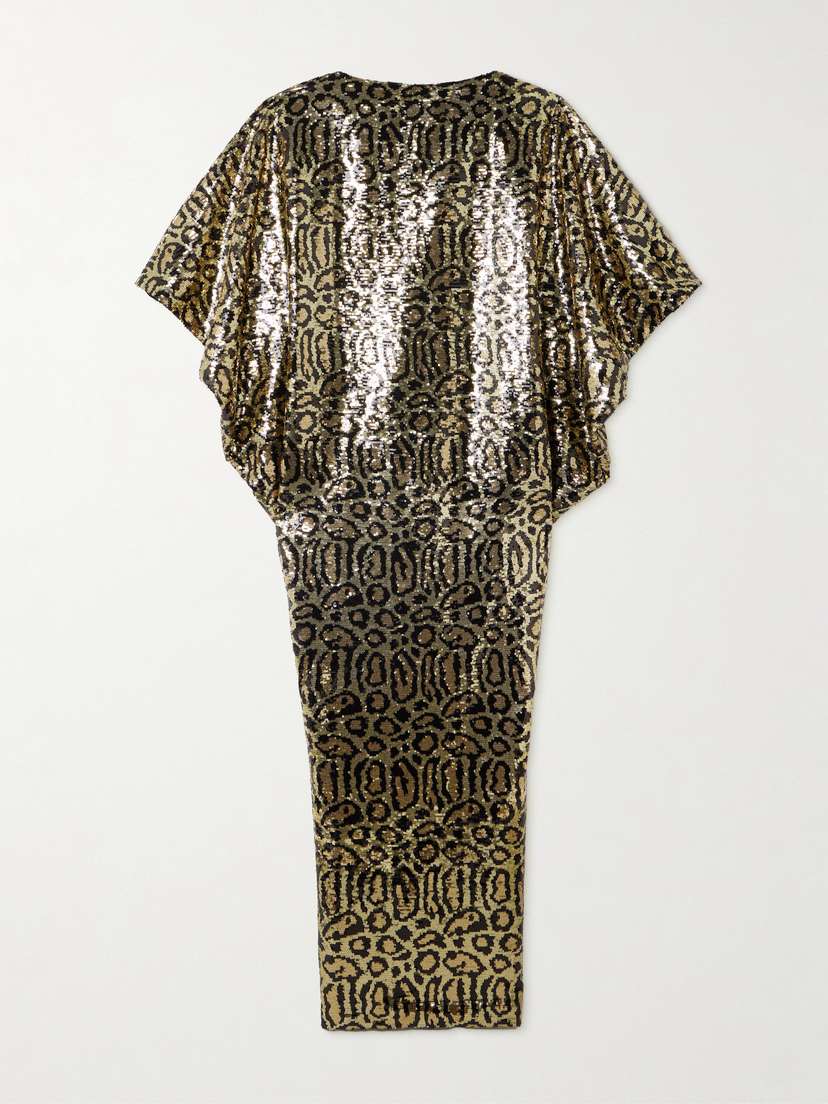 Taller Marmo Ruman Animal-print Sequined Mesh Gown