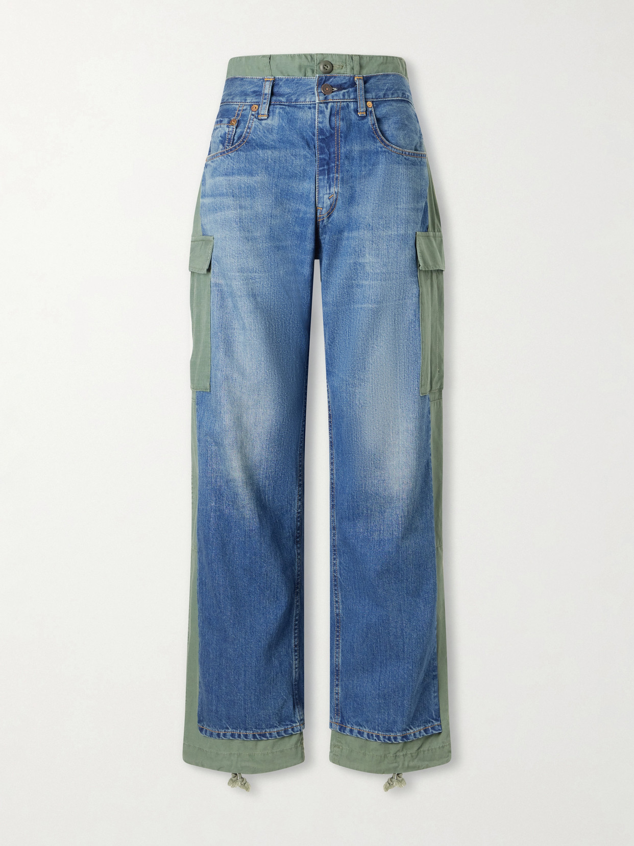 Junya Watanabe + Levi's Ripstop-trimmed Mid-rise Straight-leg Jeans In Blue