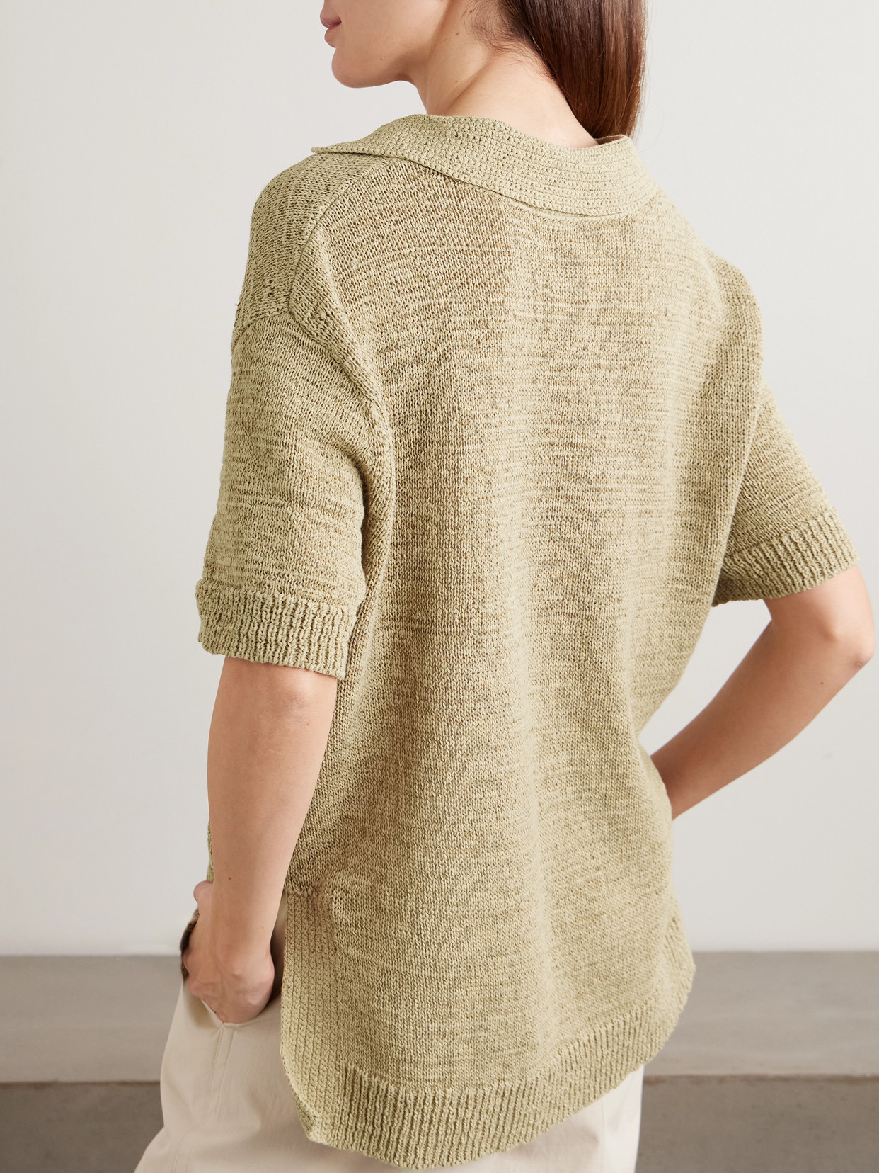 Joseph Rian Knit Cotton-blend Polo Top In Green