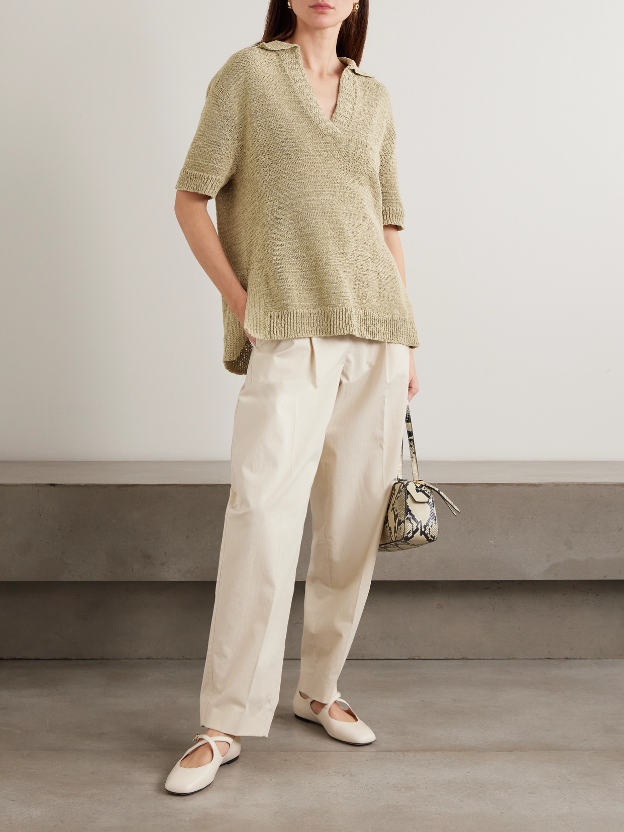 Joseph Rian Knit Cotton-blend Polo Top In Green
