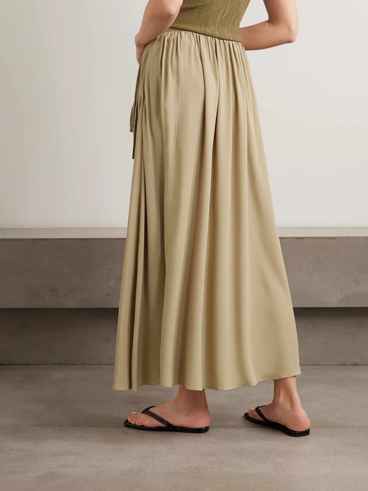 Elba Tie-Detailed Crepe De Chine Maxi