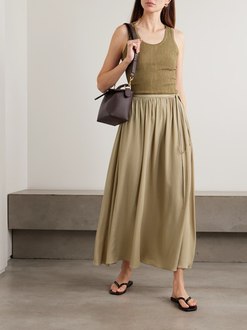 JOSEPH Elba tie-detailed crepe de chine maxi skirt