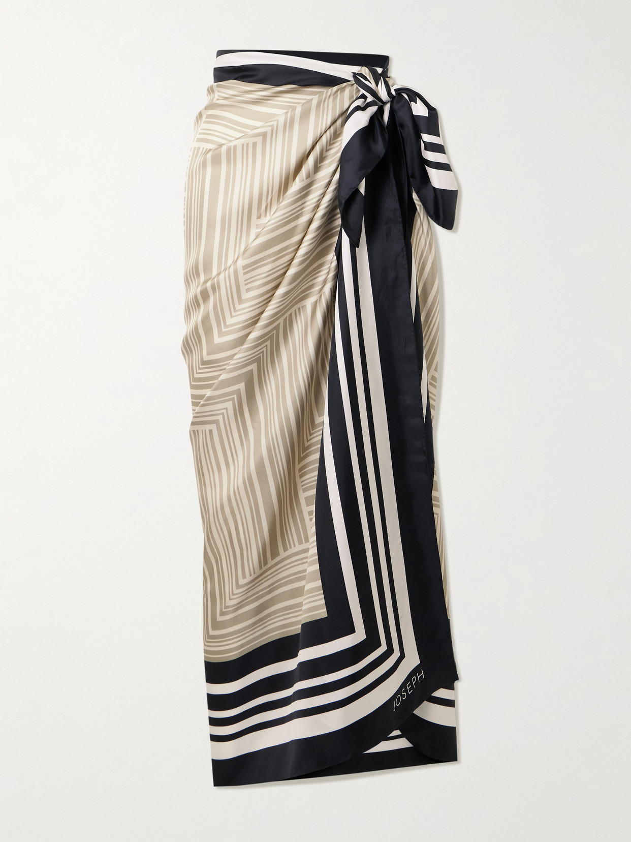 Joseph Nixie Striped Silk Satin-twill Pareo In Neutral