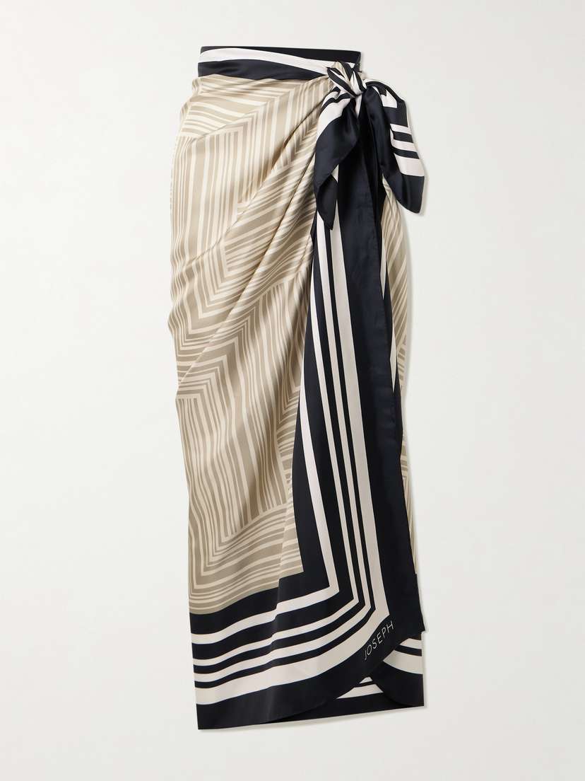 Joseph Nixie Striped Silk Satin-twill Pareo