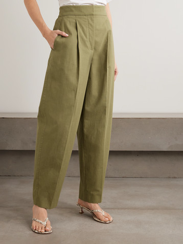 JOSEPH Paver pleated cotton tapered pants