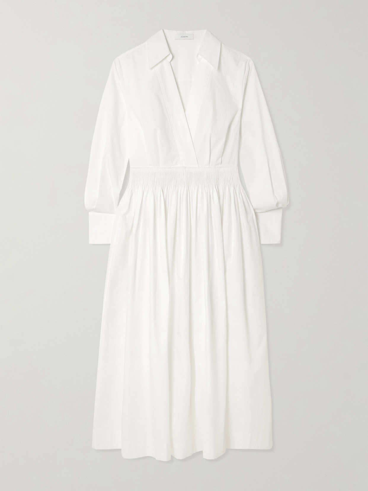 Joseph Kathe Gathered Cotton-poplin Midi Dress In White