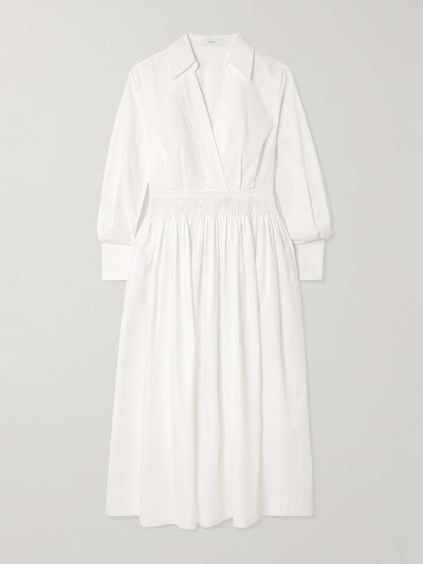 Joseph Kathe Gathered Cotton-poplin Midi Dress