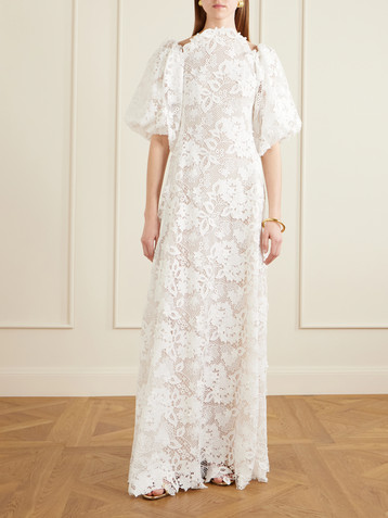 Rabanne - Lace-trimmed silk-satin maxi dress | Plush
