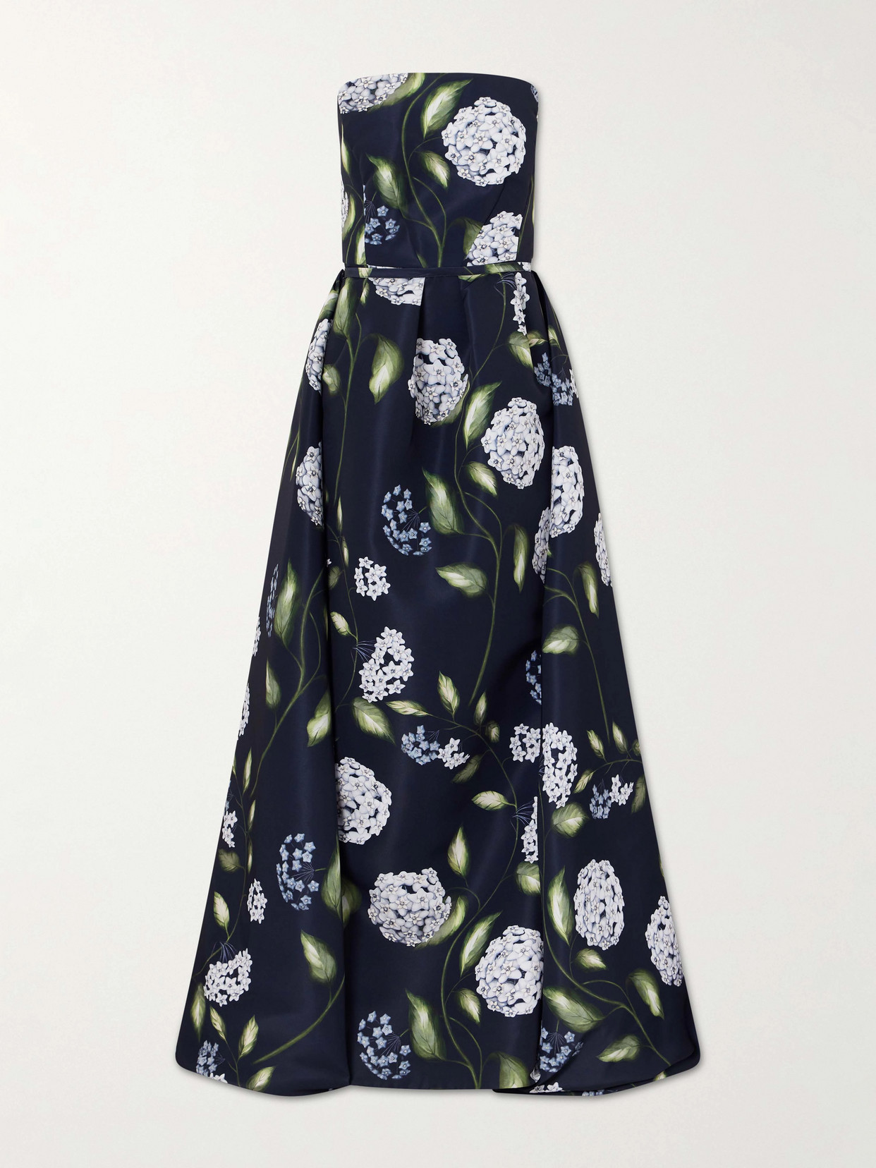 Oscar De La Renta Floral-print Twill Gown In Blue