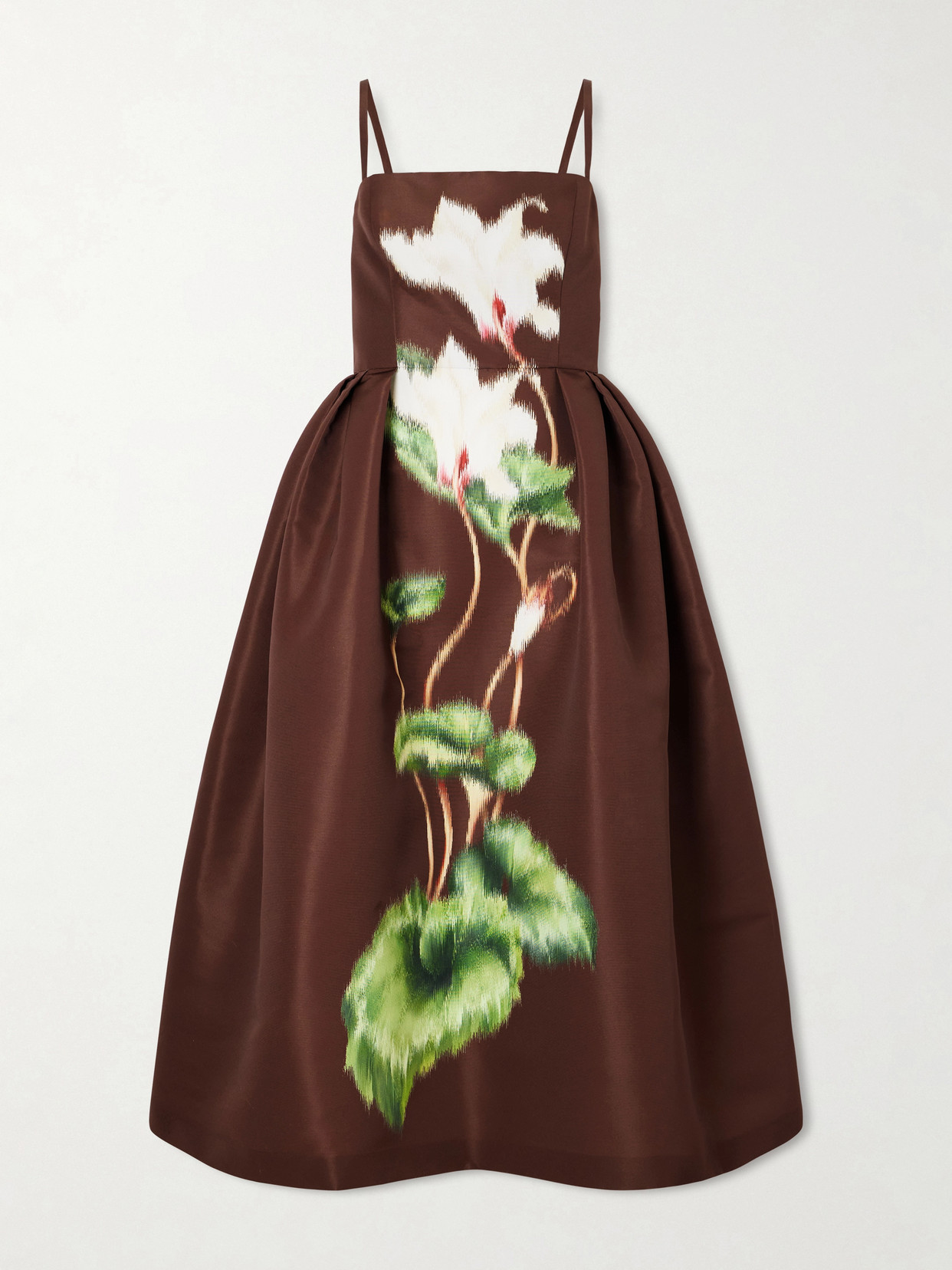 Oscar De La Renta Cyclamen Sleeveless Faille Cocktail Midi Dress In Brown