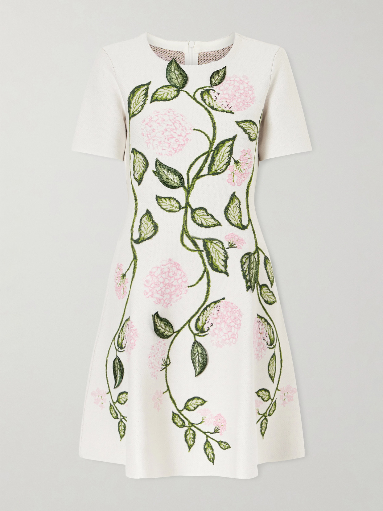 Oscar De La Renta Appliquéd Jacquard-knit Mini Dress In White