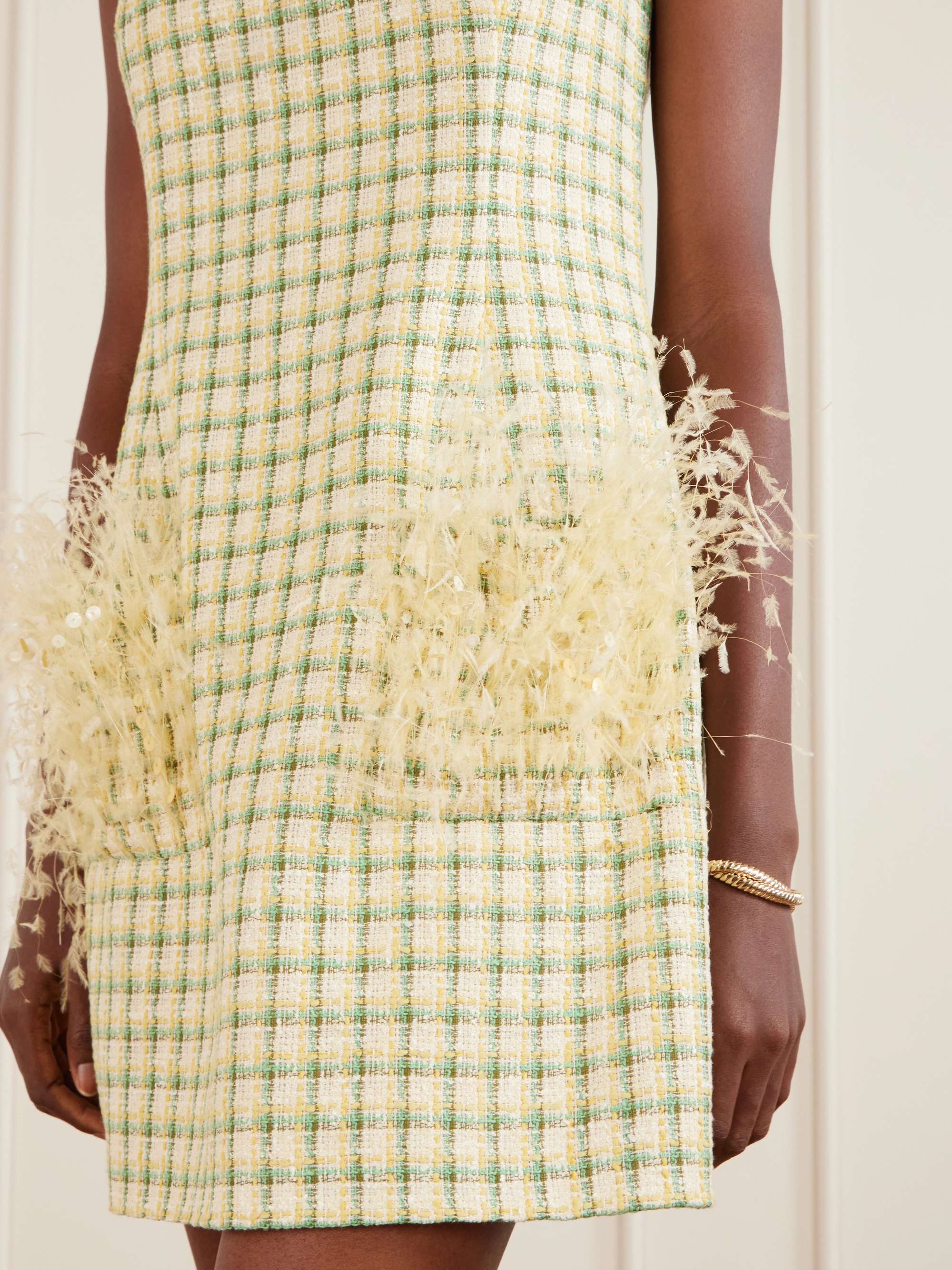 oscar de la renta embroidered tweed mini dress Oscar de la Renta Foxglove Embroidered Tweed Mini Shift Dress