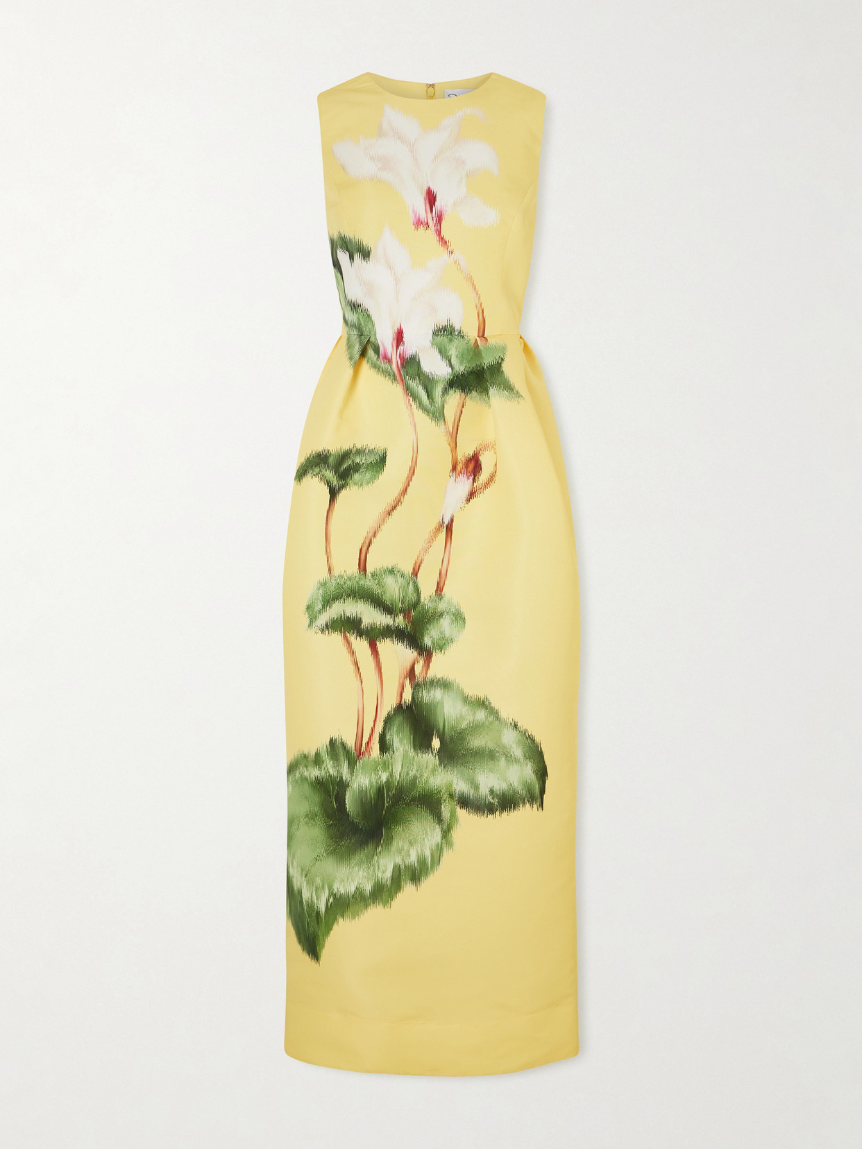 Oscar De La Renta Printed Faille Gown In Yellow
