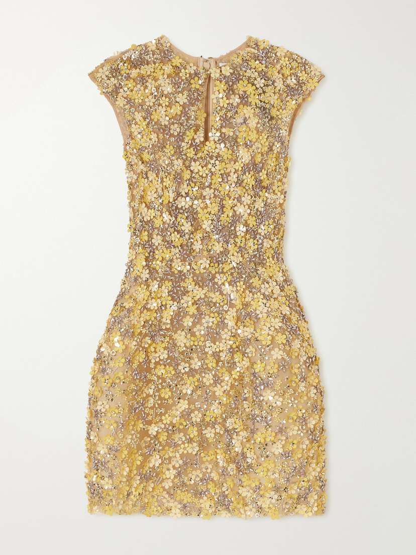 Oscar de la Renta Embellished Tulle Mini Dress