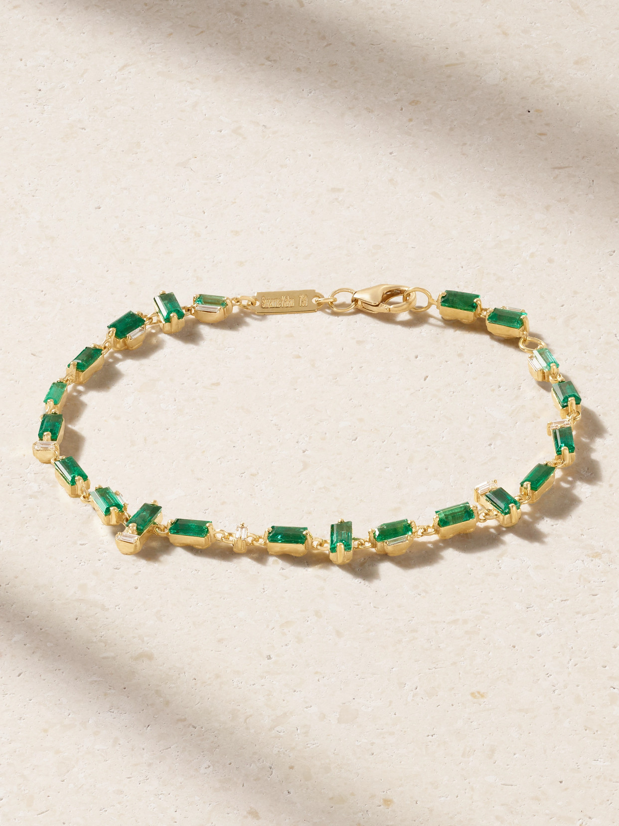 Suzanne Kalan 18-karat Gold Emerald And Diamond Bracelet In Green