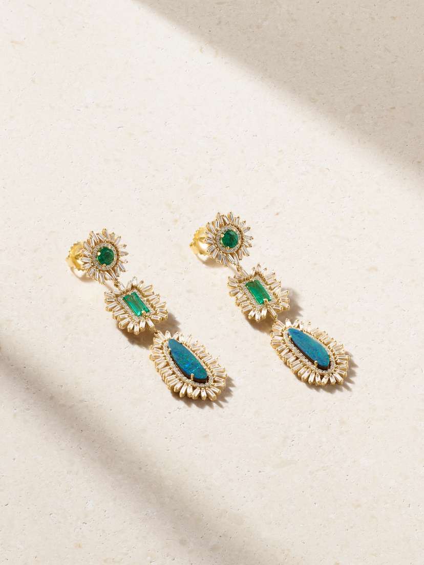 Suzanne Kalan 18-karat Gold Multi-stone Earrings