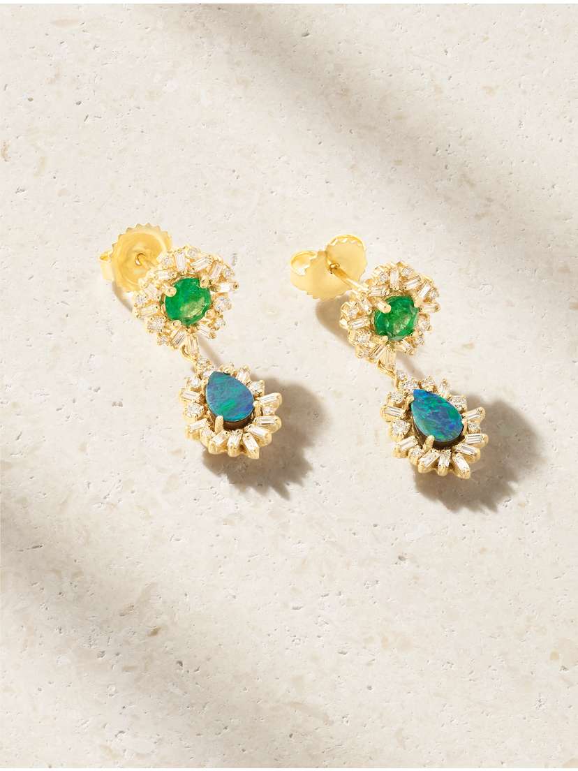 Suzanne Kalan 18-karat Gold Multi-stone Earrings