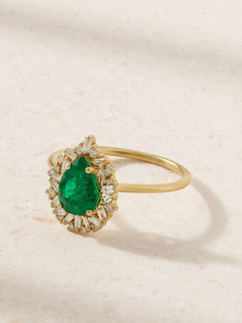 Suzanne Kalan 18-karat Gold, Emerald And Diamond Ring