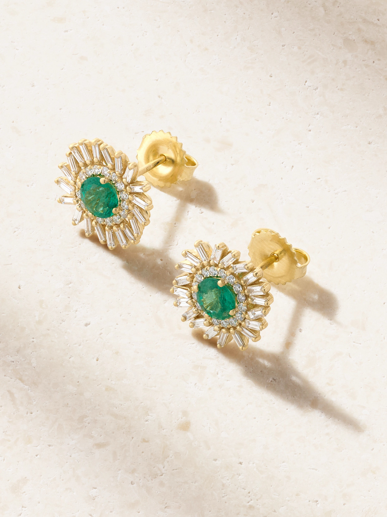 Suzanne Kalan 18-karat Gold, Diamond And Emerald Earrings