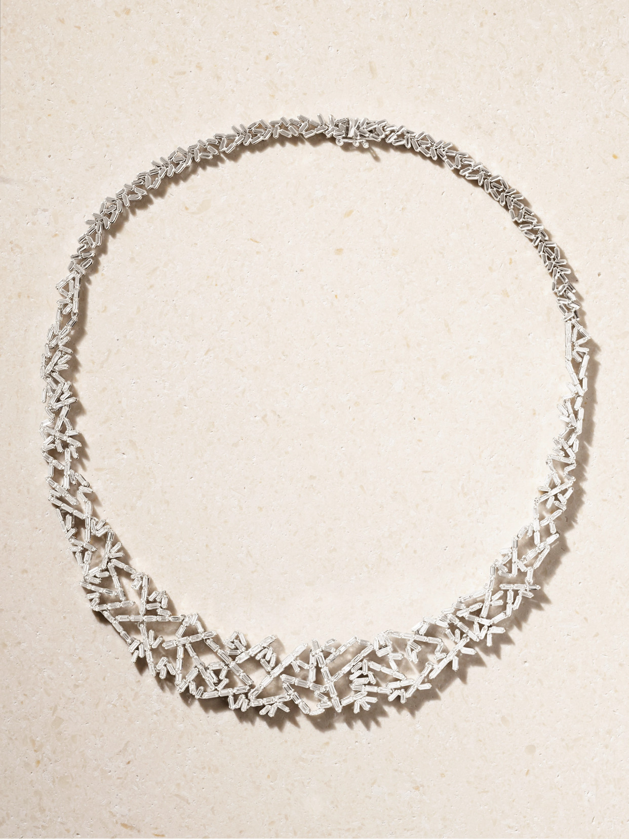 Suzanne Kalan 18-karat White Gold Diamond Necklace In Silver