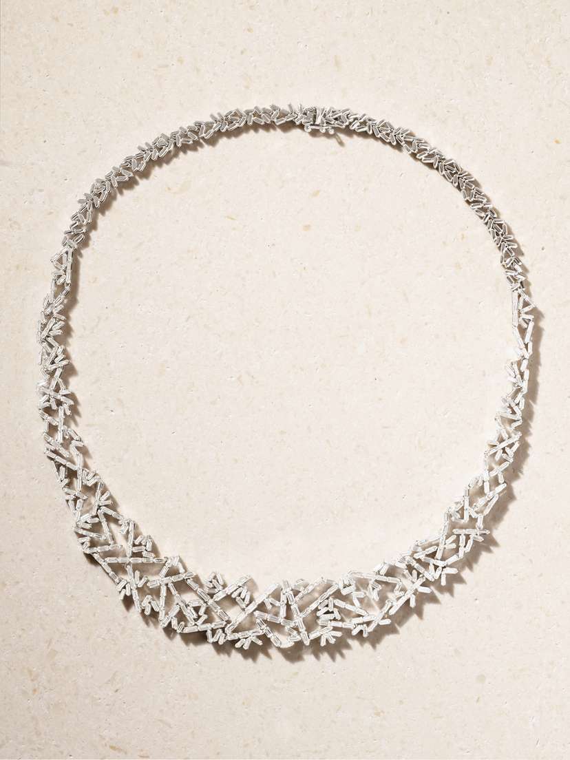 Suzanne Kalan 18-karat White Gold Diamond Necklace