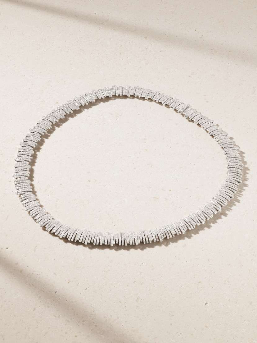 Suzanne Kalan 18-karat White Gold Diamond Necklace