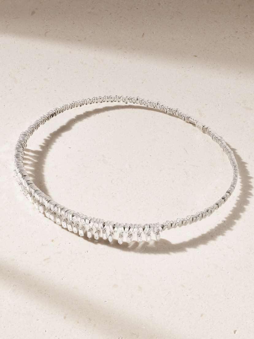 Suzanne Kalan 18-karat White Gold Diamond Necklace