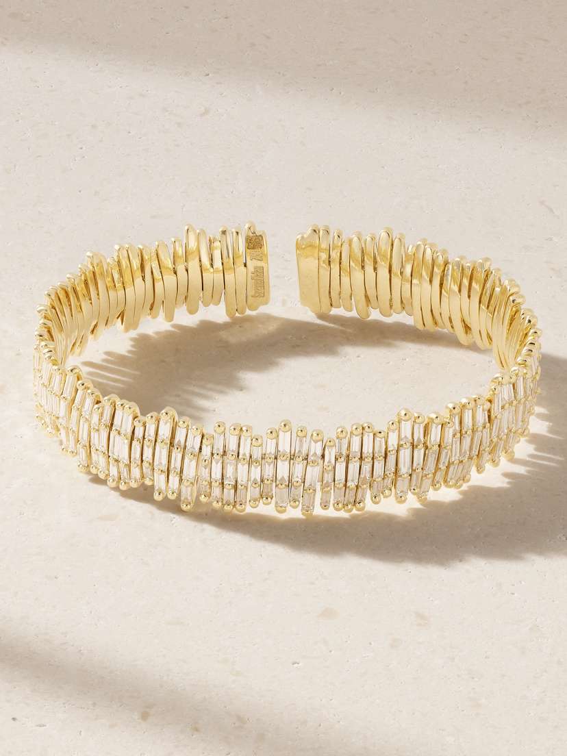 Suzanne Kalan 18-karat Gold Diamond Cuff