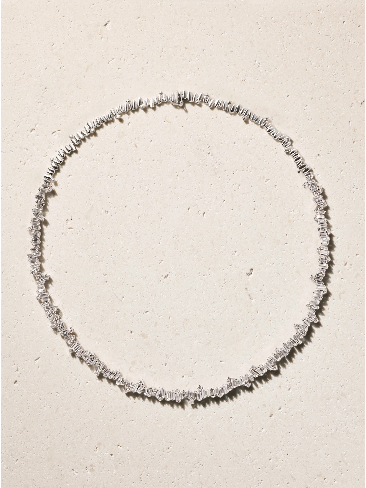 Suzanne Kalan 18-karat White Gold Diamond Necklace In Silver