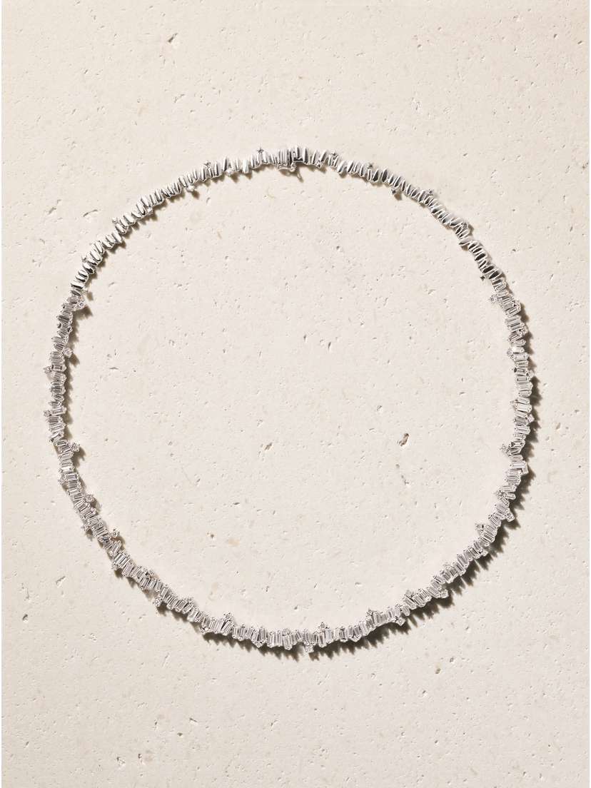 Suzanne Kalan 18-karat White Gold Diamond Necklace