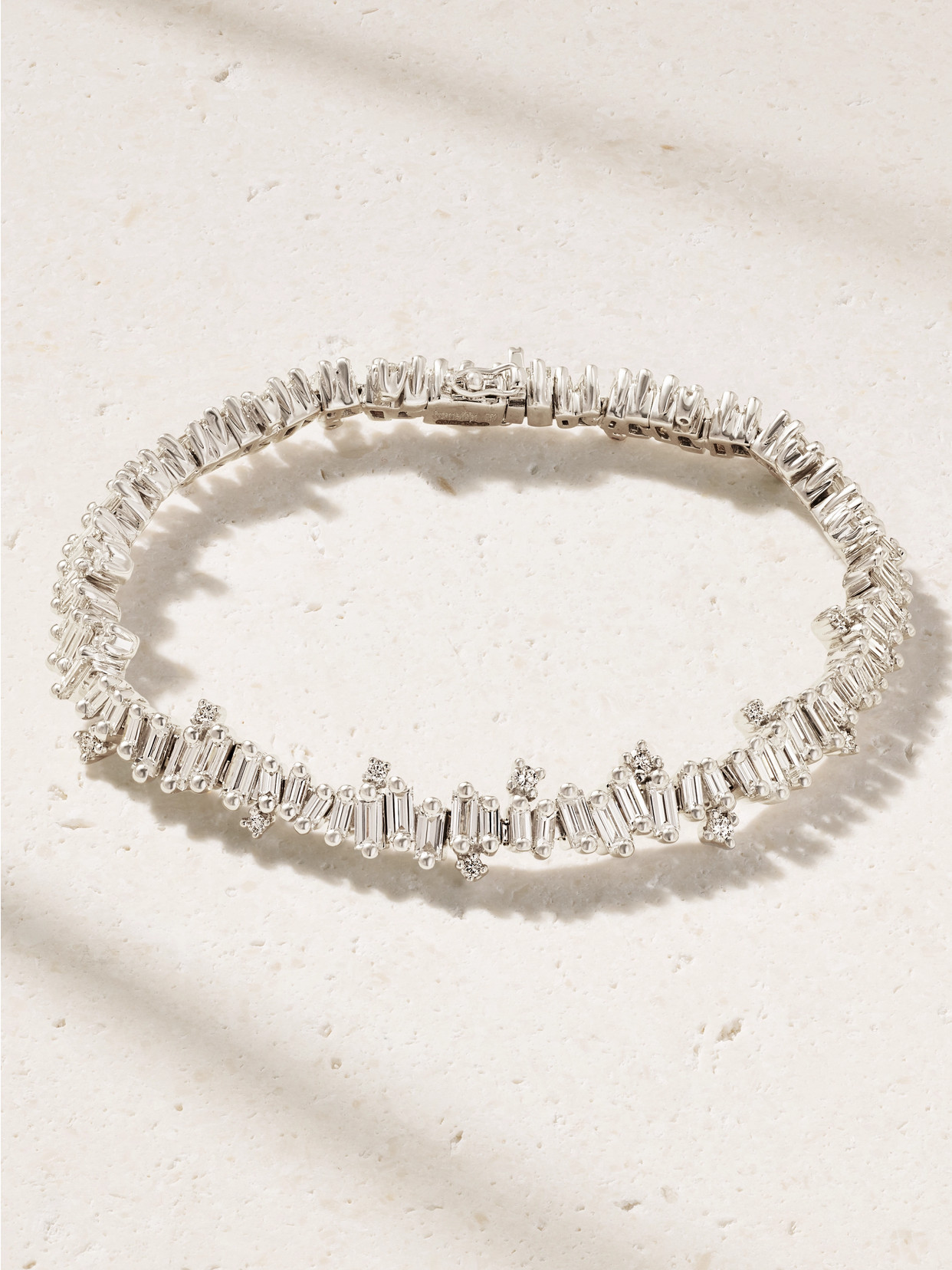 Suzanne Kalan 18-karat White Gold Diamond Bracelet In Silver