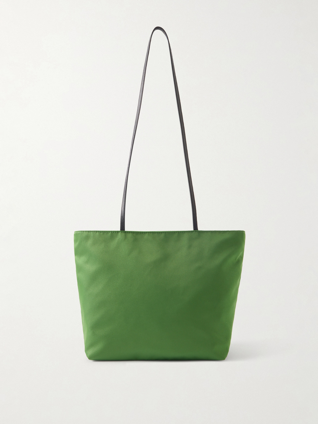 Valesque Spaghetti Leather-trimmed Satin-twill Tote In Green
