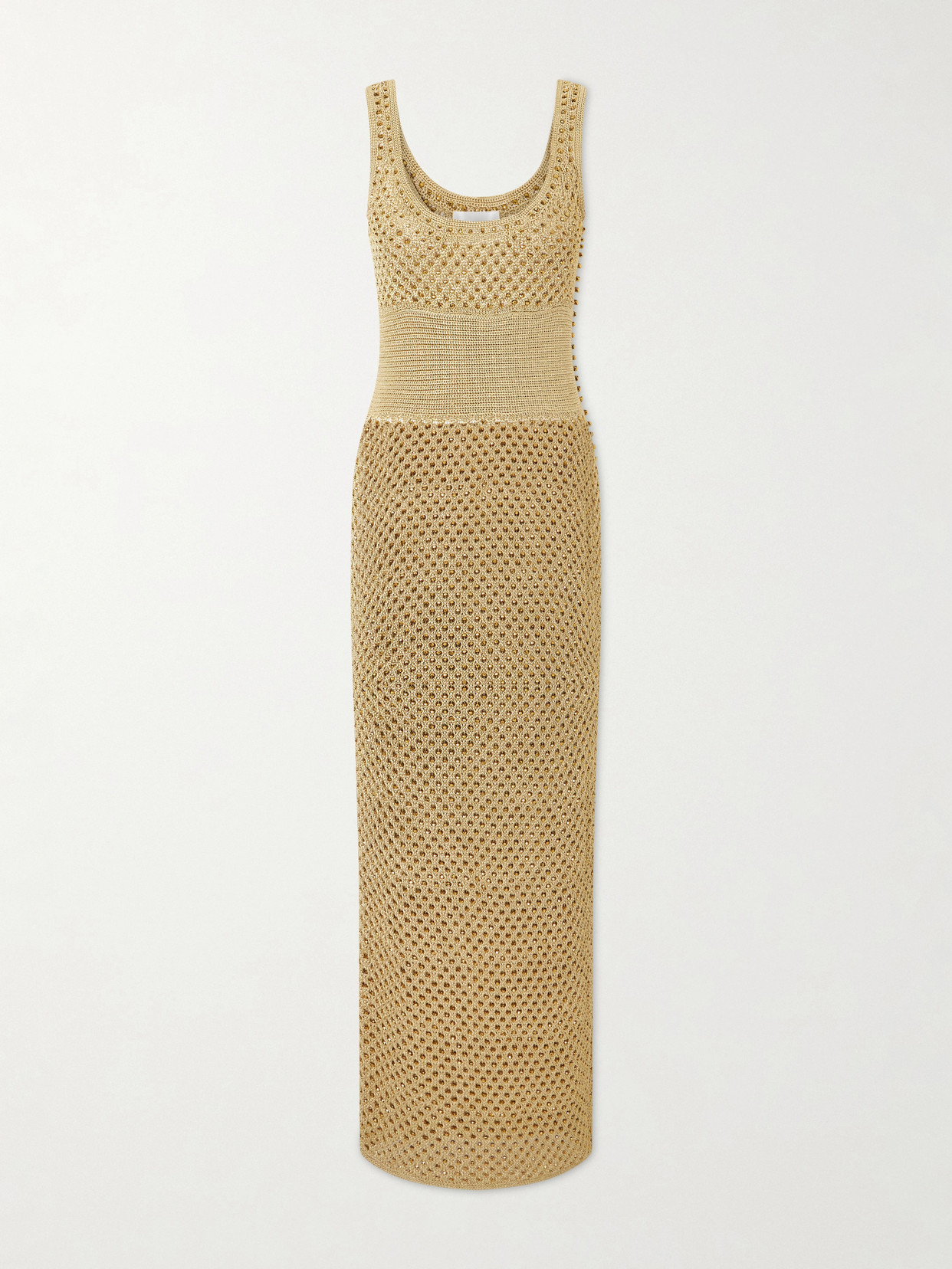 Galvan Vento Crystal-embellished Crocheted Midi Dress In Brown