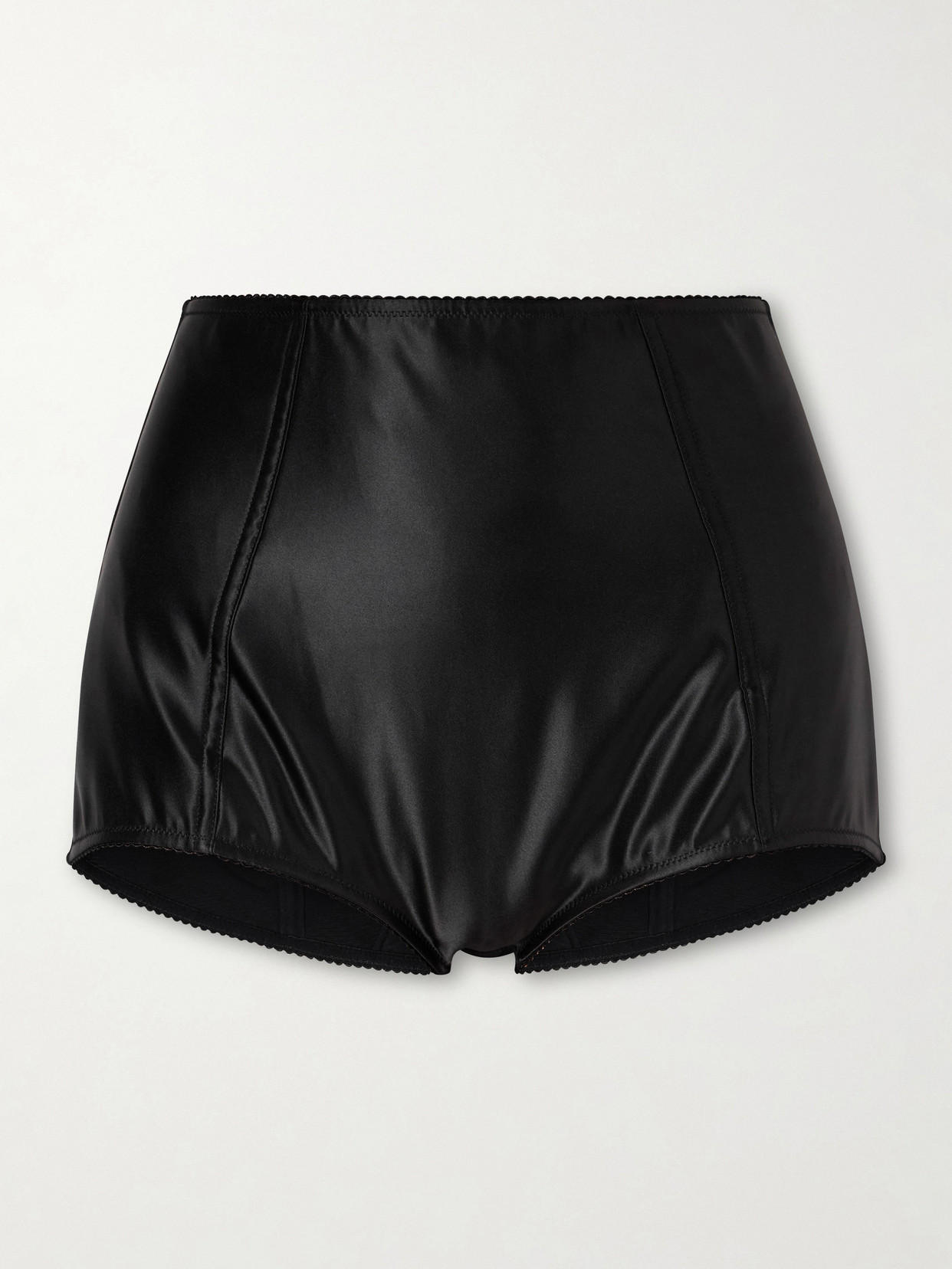 Dolce & Gabbana Satin High Waist Shorts In Black