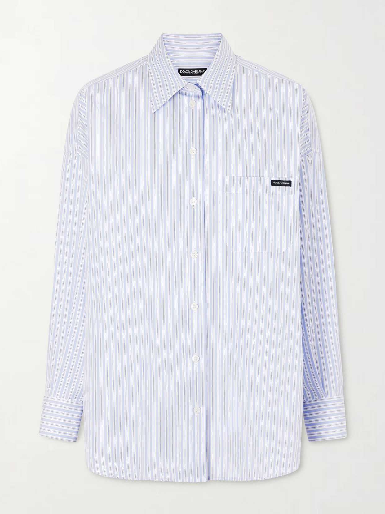 Dolce & Gabbana Striped Cotton-poplin Shirt In Blue