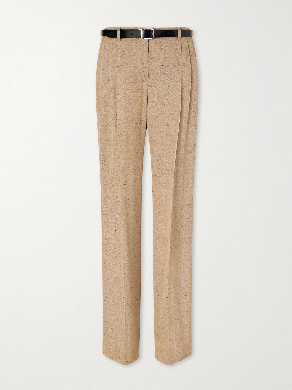 Dolce & Gabbana Belted Dupioni Wide-leg Pants In Brown