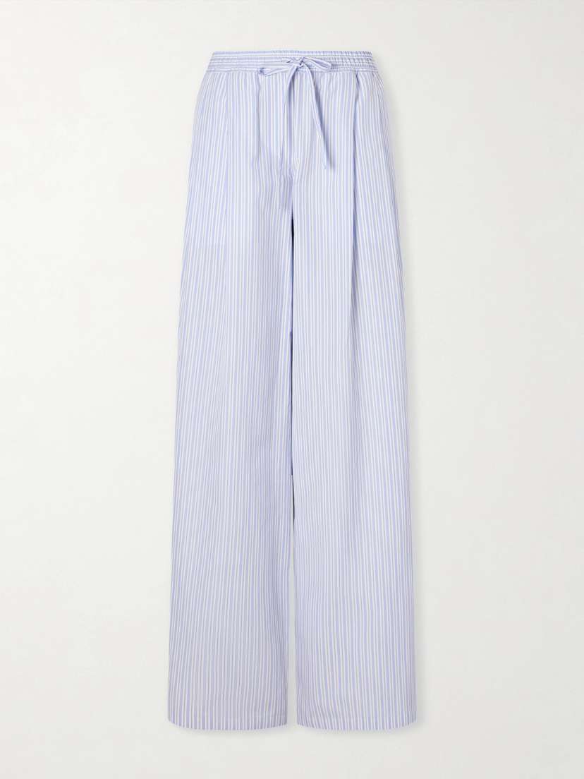 Dolce & Gabbana Pleated Striped Cotton-poplin Wide-leg Pants