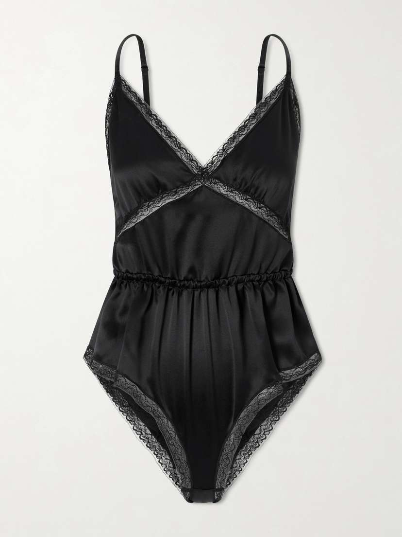 Dolce & Gabbana Lace-trimmed Silk-blend Satin Bodysuit | Thumbnail 5