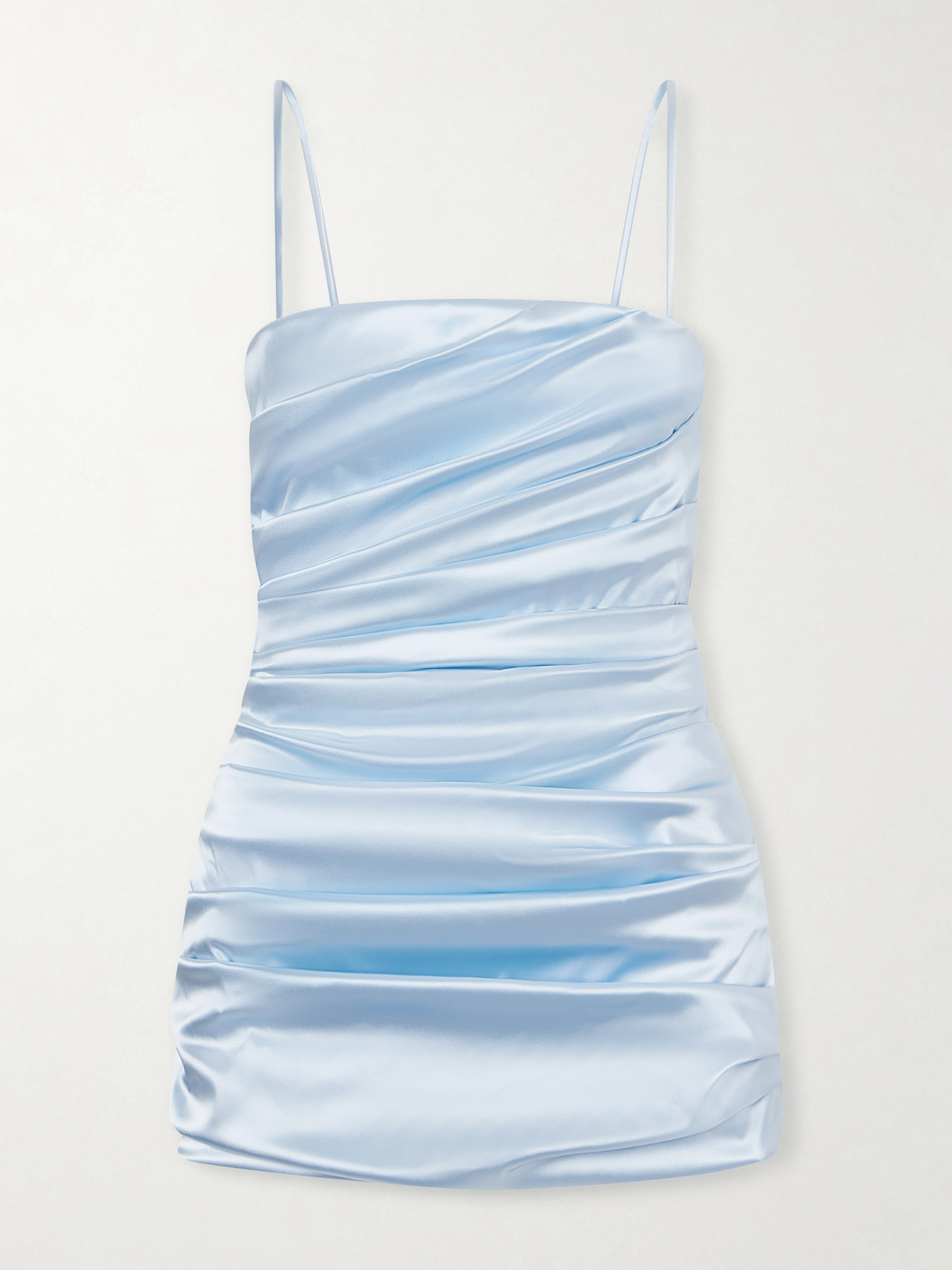 Dolce & Gabbana Draped Satin Mini Dress In Blue