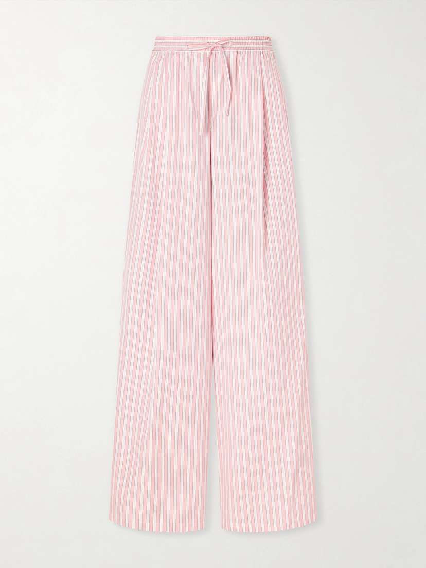 Dolce & Gabbana Pleated Striped Cotton-poplin Wide-leg Pants