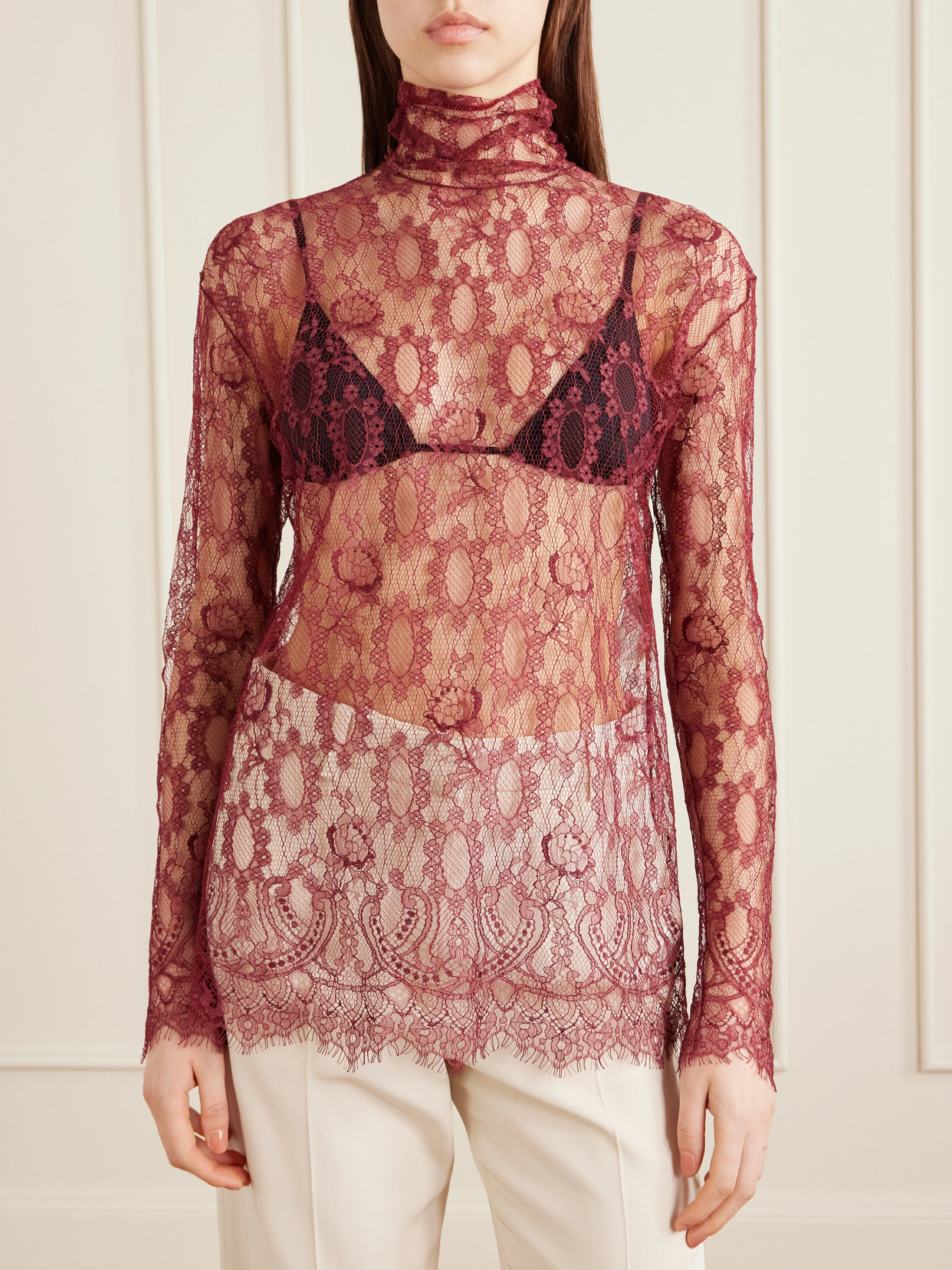 Chantilly Lace Turtleneck Blouse
