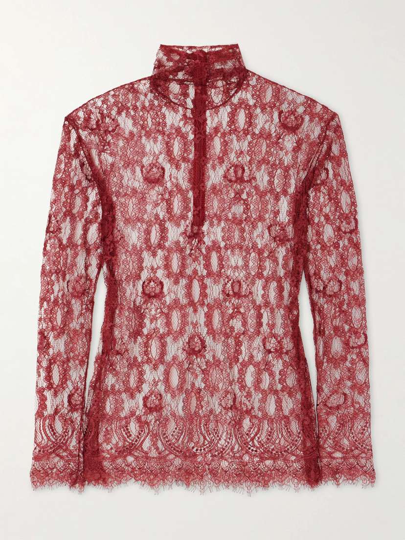 Dolce & Gabbana Chantilly Lace Turtleneck Blouse