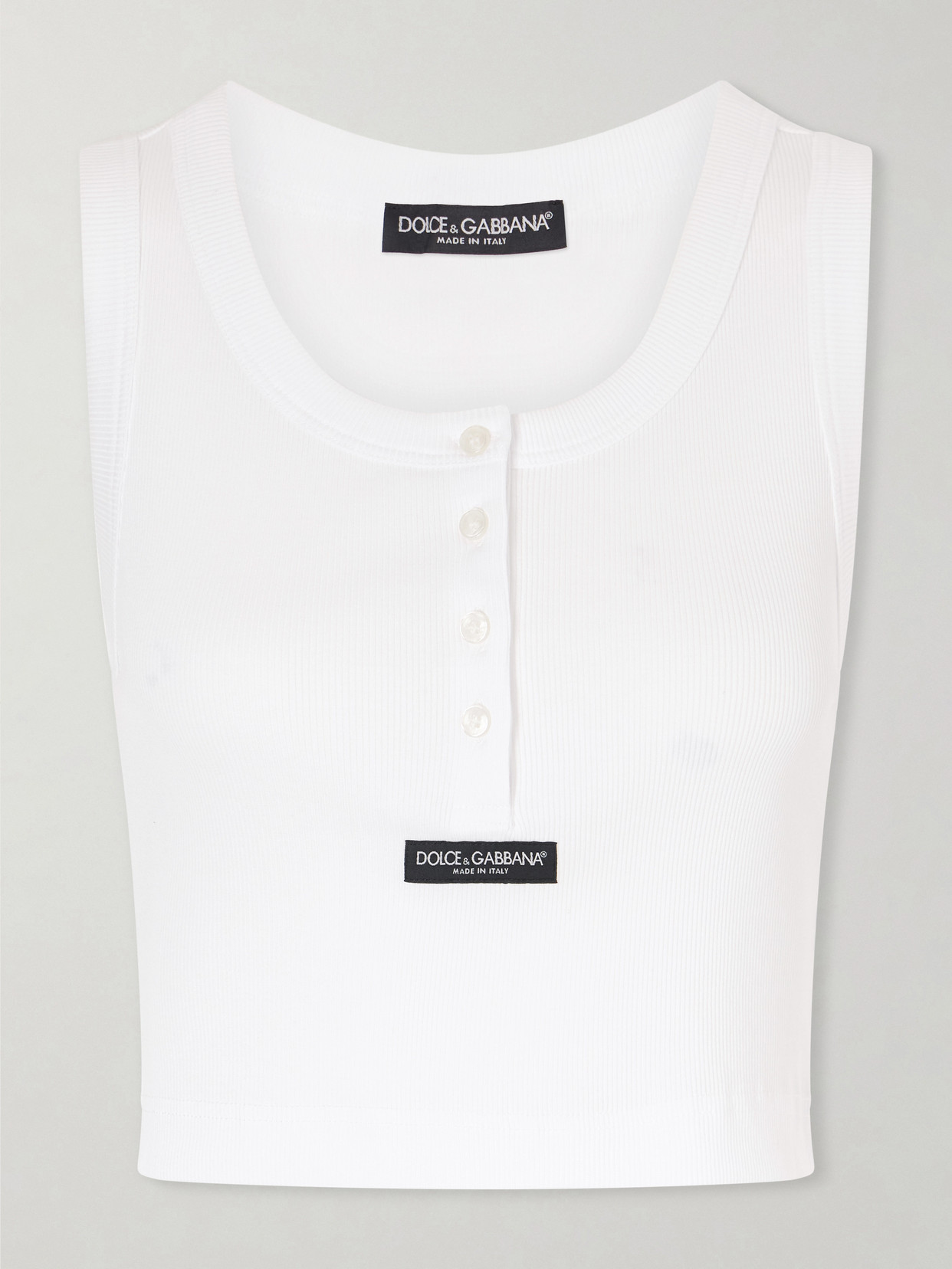 Dolce & Gabbana Cropped Ribbed Cotton Tank In White