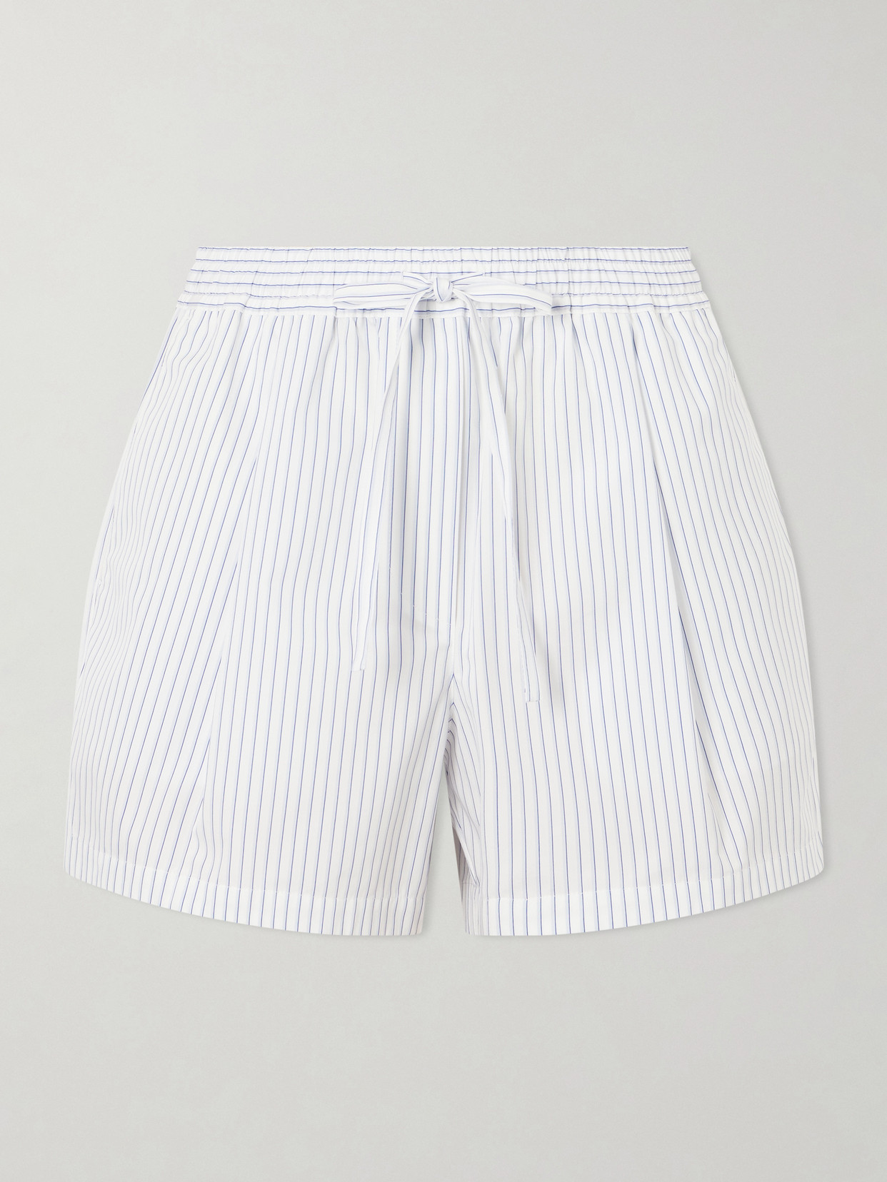 Dolce & Gabbana Striped Cotton And Silk-blend Drawstring Shorts In White