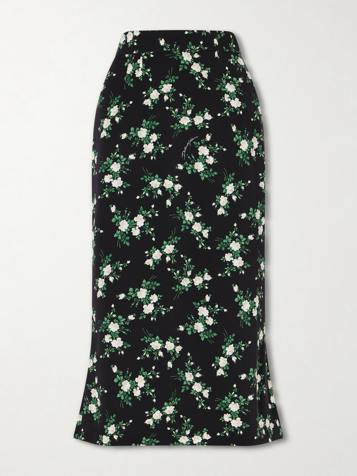 DOLCE & GABBANA FLORAL-PRINT SATIN MIDI SKIRT
