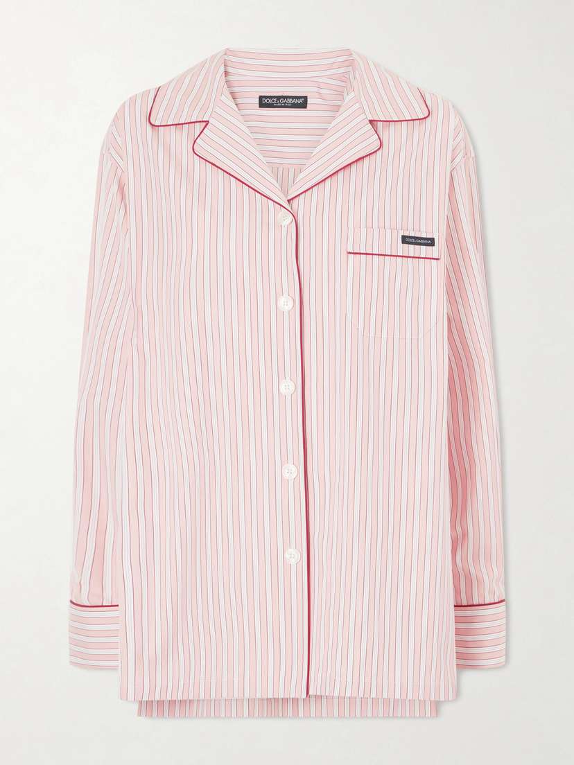 Dolce & Gabbana Striped Cotton And Silk-blend Poplin Shirt