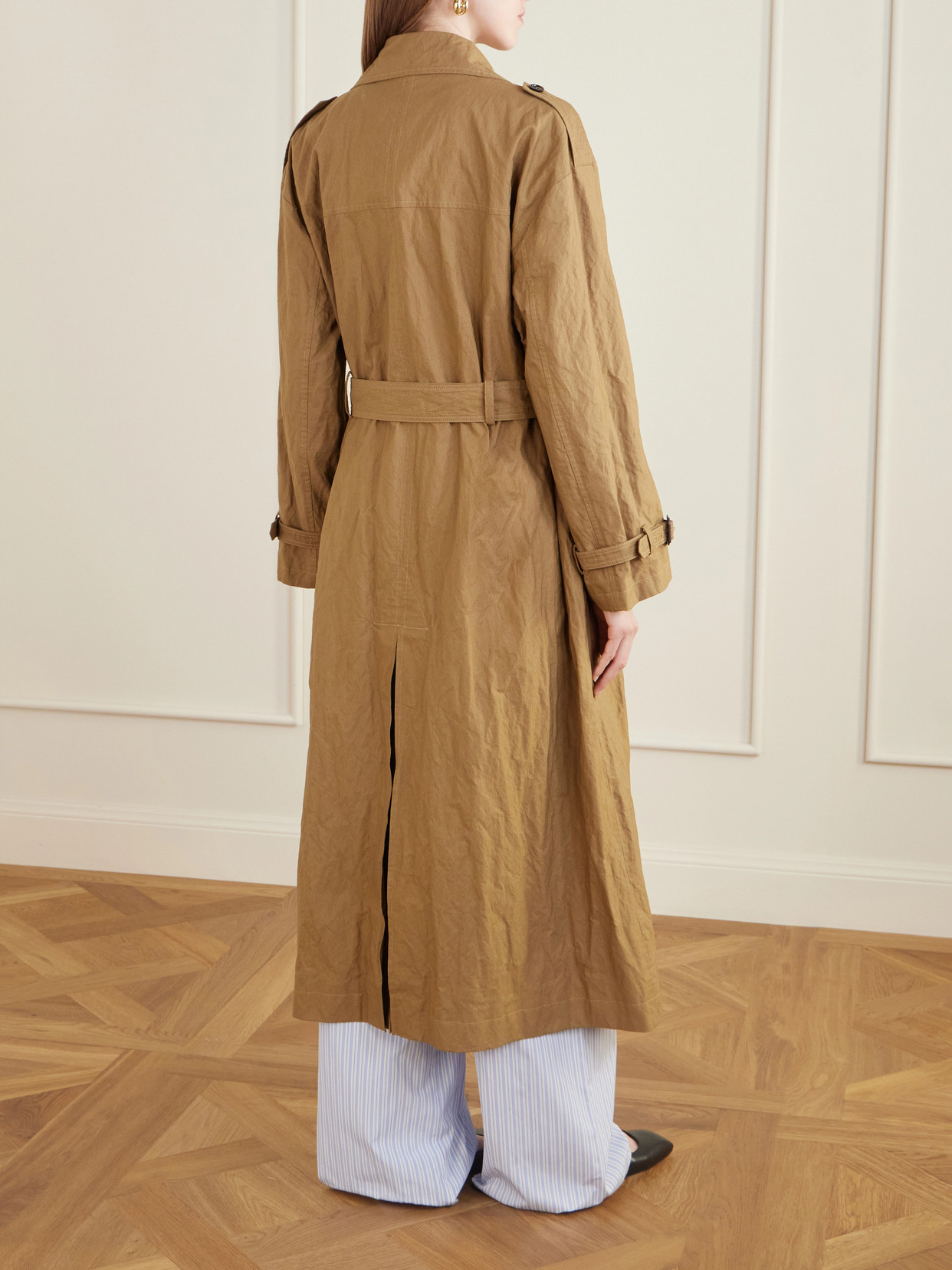 Double-Breasted Cotton-Blend Canvas Trench Coat