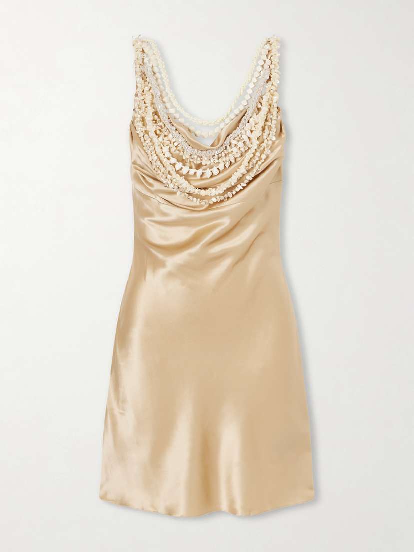 Balmain Embellished Draped Silk-satin Mini Dress