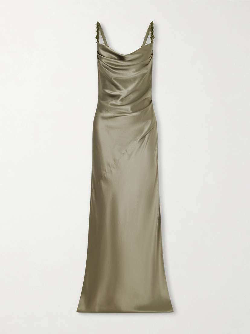 Balmain Shoulders Embellished-linen Maxi Dress