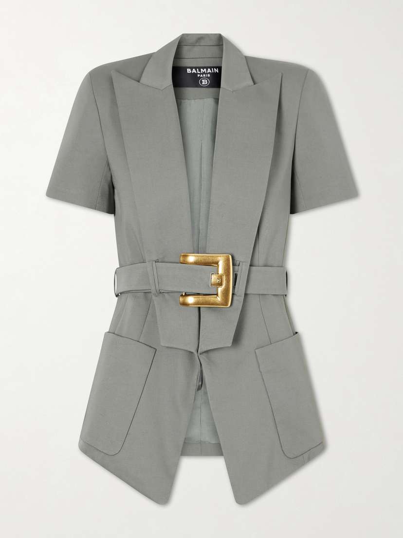 Balmain Belted Cotton-gabardine Jacket